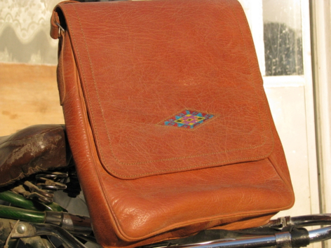 Gundara leather bag with an embroidery - shoulder bag - real leather