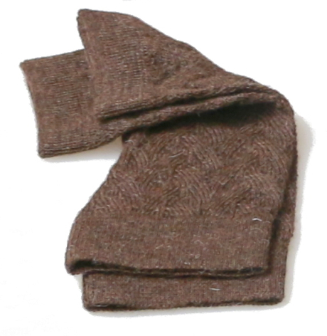 Brown wool textile folded to show soft woven texture and natural fiber quality, front view