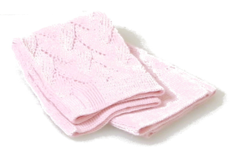 Pale pink folded textile with embroidered details and cream trim, front view