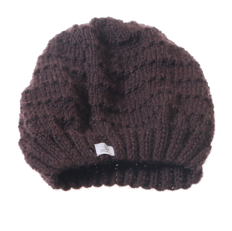 Charcoal grey knit beanie with ribbed texture and folded brim, front view