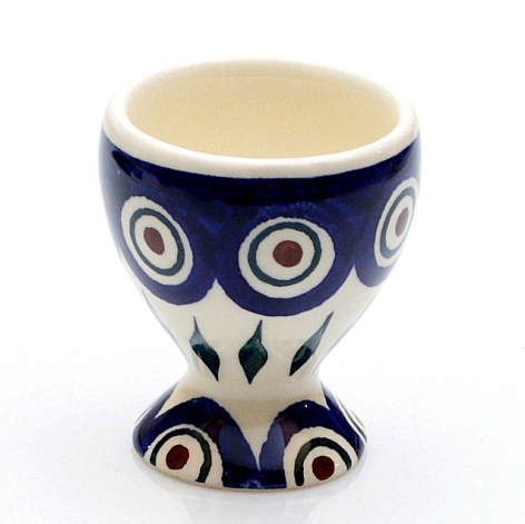 eggcup with peacock and leaves