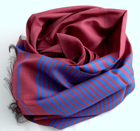 pure silk - handmade scarf - from women's cooperative in Afghanistan - bourdeaux