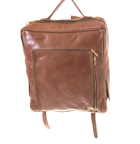 echtleder Rucksack Schulmappe Kuhleder braun schokoladenbraun 