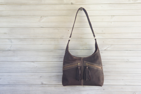 schokoladen braune Ledertasche aus Sambia
