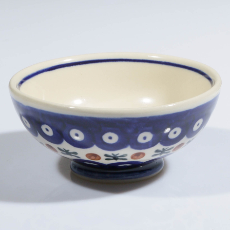 cobalt blue and red dots Japanese bowl