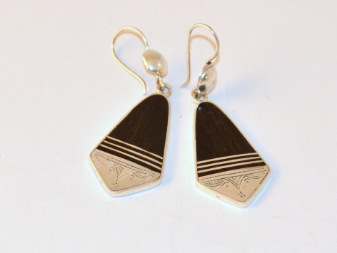 Boucles d'Oreille Argent et Ebène du Niger