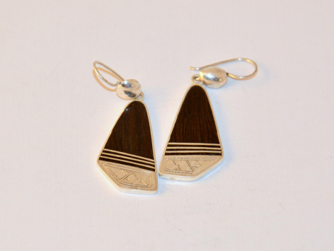Boucles d'Oreille Argent et Ebène du Niger