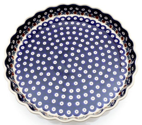 round and fluted quiche dish from Boleslawiec, Poland