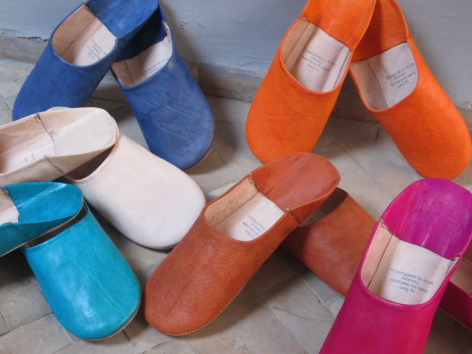 Damen-Babouche – orientalische Leder-Hausschuh aus Marakesch - faire Handarbeit 