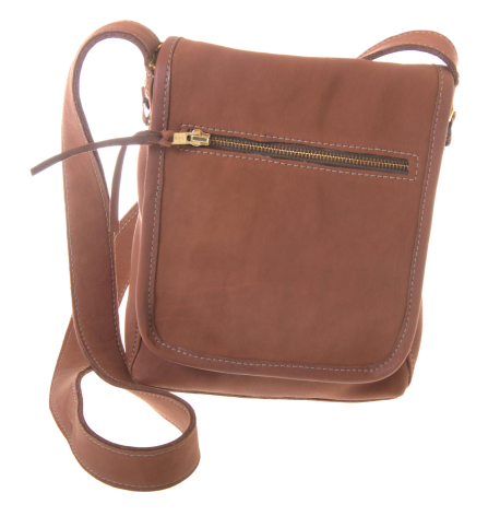 fair trade leather bag - toffee colour